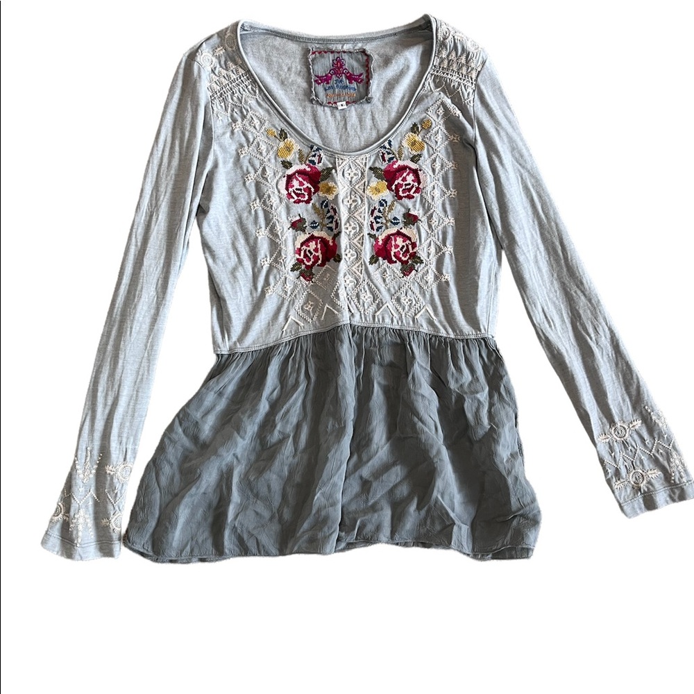 Embroidered Gray Women's Top